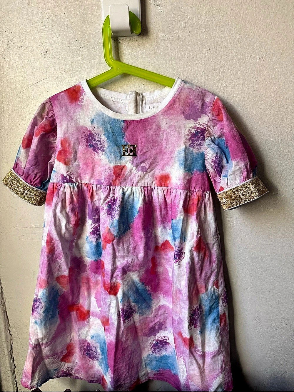 Escada Girls Abstract Party Dress Pink Blue Size 8